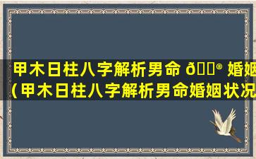 甲木日柱八字解析男命 💮 婚姻（甲木日柱八字解析男命婚姻状况）